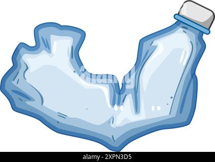 illustration vectorielle de dessin animé de bouteille en plastique froissée utilisée Illustration de Vecteur
