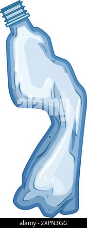 illustration vectorielle de dessin animé de bouteille en plastique froissée vide Illustration de Vecteur