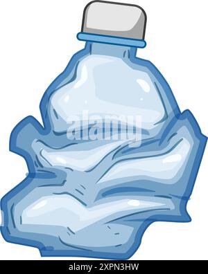 recyclez l'illustration vectorielle de dessin animé de bouteille en plastique froissée Illustration de Vecteur