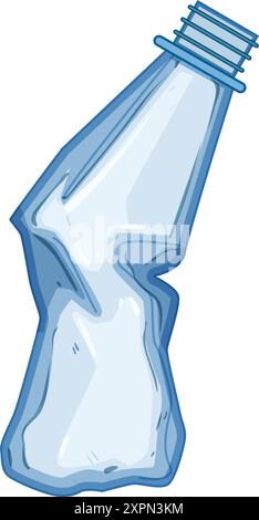 illustration vectorielle de dessin animé de bouteille en plastique froissée de déchets Illustration de Vecteur