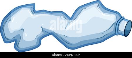 illustration vectorielle de dessin animé de bouteille en plastique froissée bleue Illustration de Vecteur