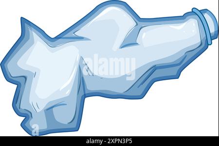 illustration vectorielle de dessin animé de bouteille en plastique froissée de ligne Illustration de Vecteur