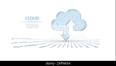 Technologie Cloud. L'art filaire polygonal ressemble à une constellation. Illustration conceptuelle ou arrière-plan Illustration de Vecteur