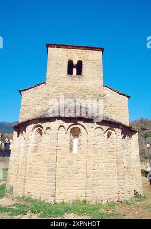 Église San Caprasio. Santa Cruz de la Seros, province de Huesca, Aragon, Espagne. Banque D'Images