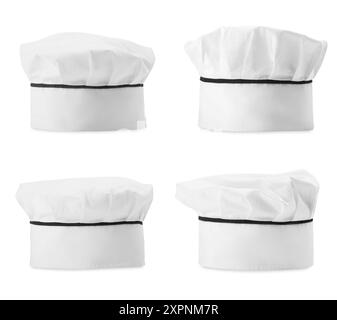 Chapeau de chef isolé sur blanc, collage. Uniforme Banque D'Images