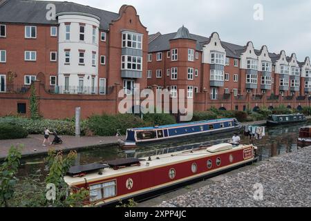 Madrid, Espagne. 07 août 2024. Vue du Gas Street Basin de Birmingham, un réseau de canaux construit en 1773 pour un usage industriel, à Birmingham, le 7 août 2024, Royaume-Uni crédit : Sipa USA/Alamy Live News Banque D'Images