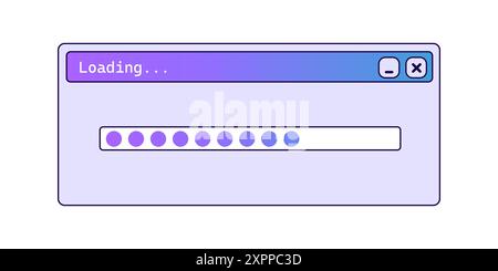 Ancienne fenêtre de barre de chargement avec dégradé de couleur violette. Illustration de Vecteur