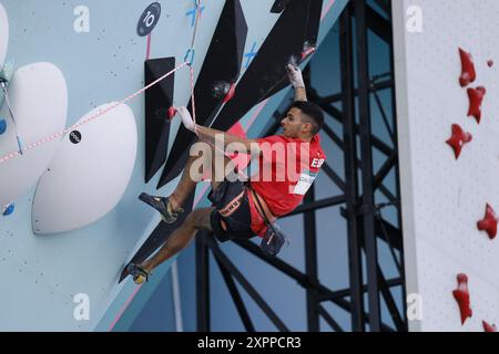 GINES LOPEZ Alberto d'Espagne Sport Climbing Men&#39;s Boulder &amp ; Lead, Lead de demi-finale aux Jeux Olympiques de Paris 2024 le 7 août 2024 au site d'escalade le Bourget Sport au Bourget, France Banque D'Images