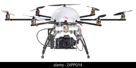 Vintage Octocopter Camera-Drone avec Gimbal Flying, 2011 Banque D'Images