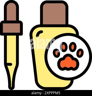 Gouttes d'oeil ou d'oreille pour le vecteur d'icône de couleur d'animaux de compagnie. Gouttes pour les yeux ou les oreilles pour chat ou chien signe simple. Illustration vectorielle isolée sur fond blanc. Illustration de Vecteur