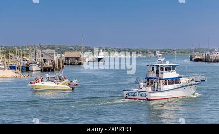 plusieurs bateaux dans le port de montauk Banque D'Images