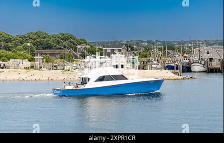 Bateau de pêche sportive, pas d'excuses venant dans le port de montauk Banque D'Images