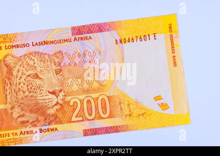 Billets libellés en 200 rands cash émis par la National Bank of South Africa vue arrière Banque D'Images