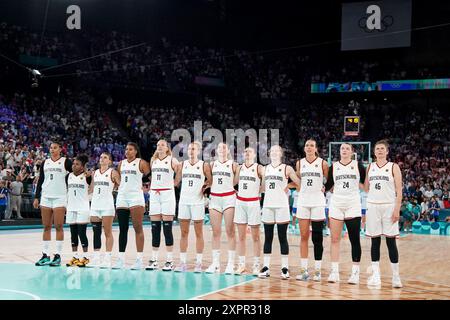 Paris, France. 07 août 2024. Jeux olympiques, Paris 2024, basket-ball, femmes, Allemagne - France, quarts de finale, crédit : Marcus Brandt/dpa/Alamy Live News Banque D'Images