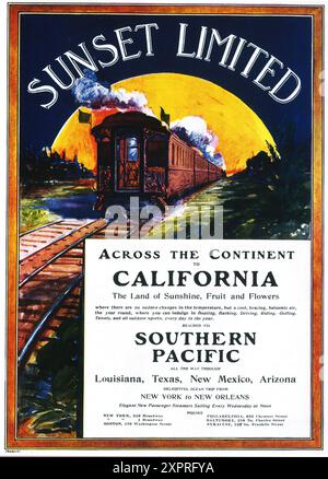 1904 Southern Pacific Railroad ad - Sunset Limited voyage en train Banque D'Images