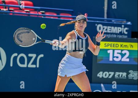 Toronto, Canada. 7 août 2024. La joueuse de tennis canadienne Marina Stakusic participe à l’Open WTA 1000 de la Banque nationale de Toronto. Christopher Child/EXimages crédit : EXImages/Alamy Live News Banque D'Images