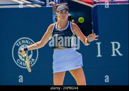 Toronto, Canada. 7 août 2024. La joueuse de tennis canadienne Marina Stakusic participe à l’Open WTA 1000 de la Banque nationale de Toronto. Christopher Child/EXimages crédit : EXImages/Alamy Live News Banque D'Images