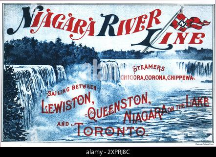 1904 Niagara River Steamship Line annonce - Steamers Chicora, Corona, Chippewa naviguant entre Lewiston, Queenston, Niagara-on-the-Lake et Toronto Banque D'Images