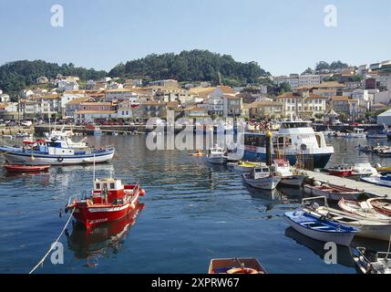 Port et sommaire. Muros, province de La Corogne, Galice, Espagne. Banque D'Images