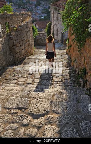 Esquive, pavées de Lastovo Lastovo island, ville, la Croatie, l'Europe du Sud-Est. Banque D'Images