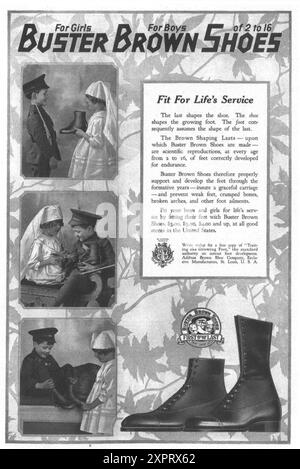 1918 WW1 Buster Brown Shoes ad Banque D'Images
