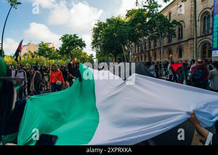 barcelone, espagne - 7 mai 2024 : participation à une manifestation pacifique pour défendre la Palestine. Photo de haute qualité Banque D'Images