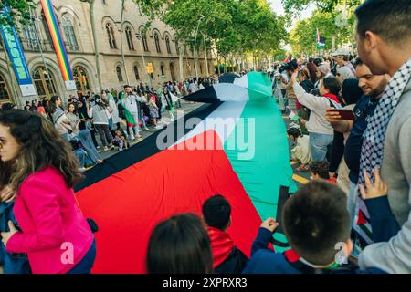 barcelone, espagne - 7 mai 2024 : participation à une manifestation pacifique pour défendre la Palestine. Photo de haute qualité Banque D'Images