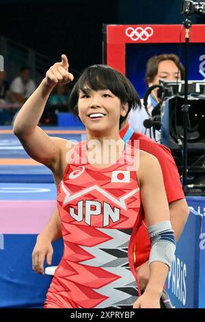 Fujimani Akari, Japon (JPN) vs PANG Qinyu (CHN), WFS 53kg demi-finale Wrestling au champ-de-mars Arena, lors des Jeux Olympiques de Paris 2024, 07 août 2024, Paris, France. Crédit : Enrico Calderoni/AFLO SPORT/Alamy Live News Banque D'Images