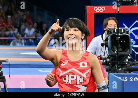 Fujimani Akari, Japon (JPN) vs PANG Qinyu (CHN), WFS 53kg demi-finale Wrestling au champ-de-mars Arena, lors des Jeux Olympiques de Paris 2024, 07 août 2024, Paris, France. Crédit : Enrico Calderoni/AFLO SPORT/Alamy Live News Banque D'Images