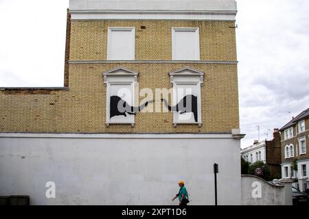 Deux éléphants comme murale de Banksy sur Edith Street, Chelsea Banque D'Images