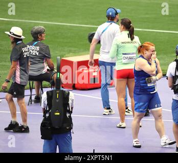 Paris, Ile de France, France. 4 août 2024. KRISTA TERVO de Finlande lors de l'épreuve de lancer de marteau féminin aux Jeux Olympiques de Paris 2024 au stade de France à Saint-Denis, France, (crédit image : © Scott Mc Kiernan/ZUMA Press Wire) USAGE ÉDITORIAL SEULEMENT! Non destiné à UN USAGE commercial ! Banque D'Images