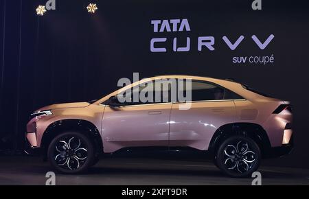 Mumbai, Inde. 07 août 2024. Le coupé SUV Tata Curvv est affiché pendant le lancement. Crédit : SOPA images Limited/Alamy Live News Banque D'Images