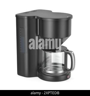 Cafetière filtre noir sur fond blanc Banque D'Images