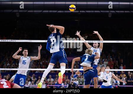 CLEVENOT Trevor ( 17 - France ), volleyball, demi-finales hommes&#39;s entre l'Italie et la France lors des Jeux Olympiques de Paris 2024 le 7 août 2024 au South Paris Arena à Paris, France Banque D'Images