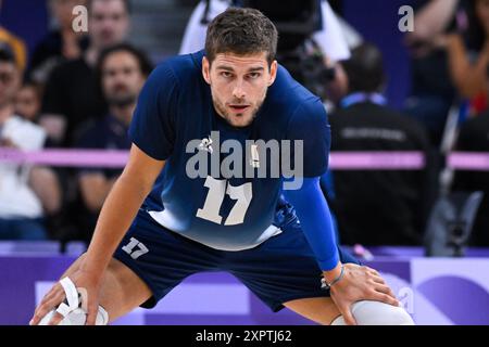 CLEVENOT Trevor ( 17 - France ), volleyball, demi-finales hommes&#39;s entre l'Italie et la France lors des Jeux Olympiques de Paris 2024 le 7 août 2024 au South Paris Arena à Paris, France Banque D'Images