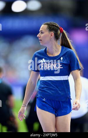 Paris, France. 7 août 2024. Participe à la finale féminine de la voûte à la perche le jour 12 des Jeux Olympiques de Paris 2024 au stade de France le 07 août 2024 à Paris, France. Photo de Franck Castel/ABACAPRESS. COM Credit : Abaca Press/Alamy Live News Banque D'Images