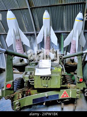 NESLAM Aero Museum Sunderland statique un trio de missiles Short Seacat utilisés dans la guerre des Malouines en 1982 Banque D'Images