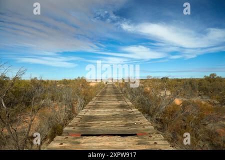 Pont ferroviaire Old Ghan, ville fantôme de Farina, outback Australie méridionale, Australie Banque D'Images