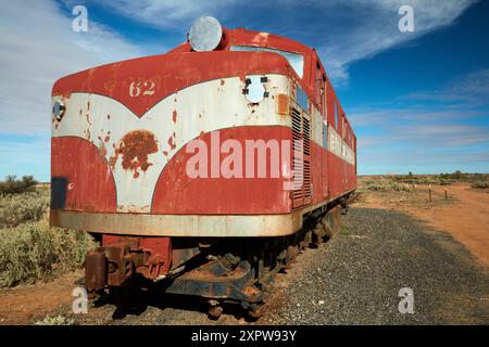 Train Old Ghan, gare ferroviaire de Farina, ville fantôme de Farina, outback Australie méridionale, Australie Banque D'Images