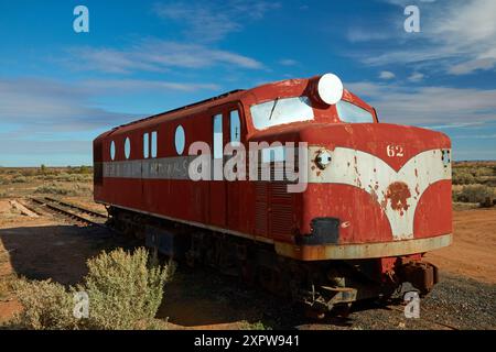 Train Old Ghan, gare ferroviaire de Farina, ville fantôme de Farina, outback Australie méridionale, Australie Banque D'Images