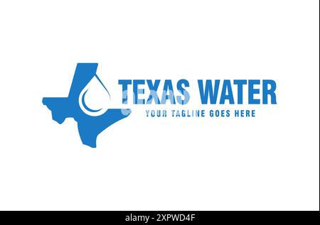 Logo Texas Water Company avec gouttelette d'eau et contour de l'État Illustration de Vecteur