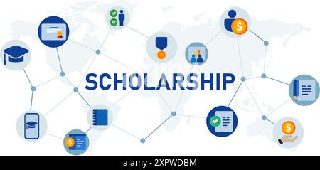 scholarship icon set scholar graduate school college a besoin de frais de scolarité Illustration de Vecteur