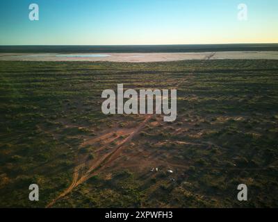 QAA Line et Salt Pan in distance, parc national de Munga-Thirri, désert de Simpson, outback Queensland, Australie Banque D'Images