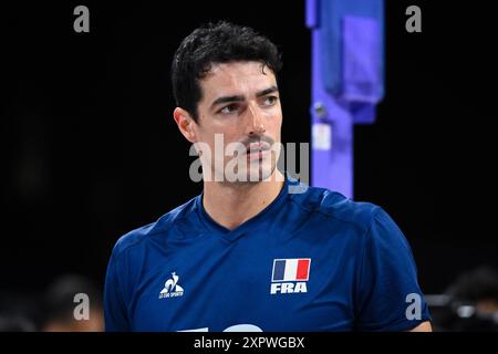 Louati Yacine ( 19 - France ), Volleyball, demi-finales hommes&#39;s entre l'Italie et la France lors des Jeux Olympiques de Paris 2024 le 7 août 2024 au South Paris Arena à Paris, France Banque D'Images