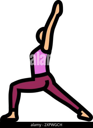 guerrier i virabhadrasana i yoga illustration vectorielle d'icône de couleur Illustration de Vecteur