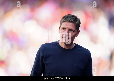 Photo du dossier datée du 19-05-2024 d'Oliver Glasner. Après avoir succédé à Roy Hodgson en février avec les Eagles à la 15e place, Oliver Glasner les a menés à la première moitié avec un record du club égalant 49 points. Date d'émission : jeudi 8 août 2024. Banque D'Images