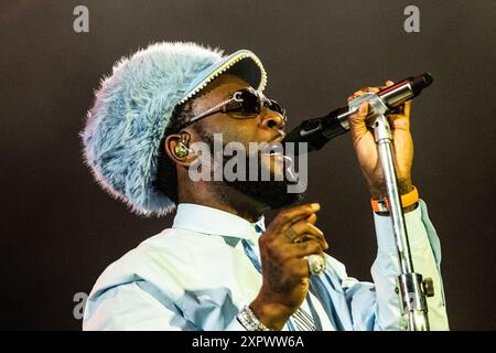 Skanderborg, Danemark. 07 août 2024. La chanteuse nigériane Burna Boy se produit au Smukfest Festival à Skanderborg le jeudi 8 août 2024. Crédit : Ritzau/Alamy Live News Banque D'Images