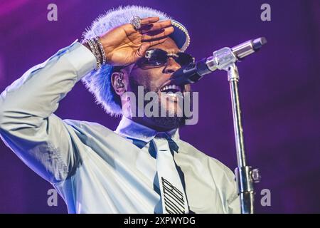 Skanderborg, Danemark. 07 août 2024. La chanteuse et rappeuse nigériane Burna Boy donne un concert lors du festival de musique danois SmukFest 2024 à Skanderborg. Crédit : Gonzales photo/Alamy Live News Banque D'Images