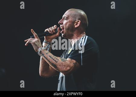 Skanderborg, Danemark. 07 août 2024. Le chanteur, compositeur et rappeur anglais Example donne un concert en direct lors du festival de musique danois SmukFest 2024 à Skanderborg. Crédit : Gonzales photo/Alamy Live News Banque D'Images