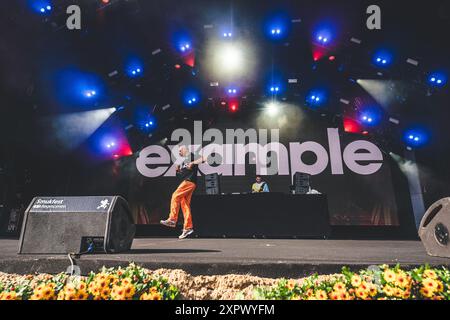 Skanderborg, Danemark. 07 août 2024. Le chanteur, compositeur et rappeur anglais Example donne un concert en direct lors du festival de musique danois SmukFest 2024 à Skanderborg. Crédit : Gonzales photo/Alamy Live News Banque D'Images